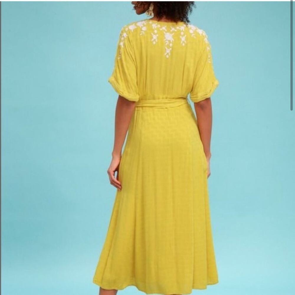 NWT Free People Love To Love You Dress yellow embroidered midi dress Sz S - Picture 2 of 11